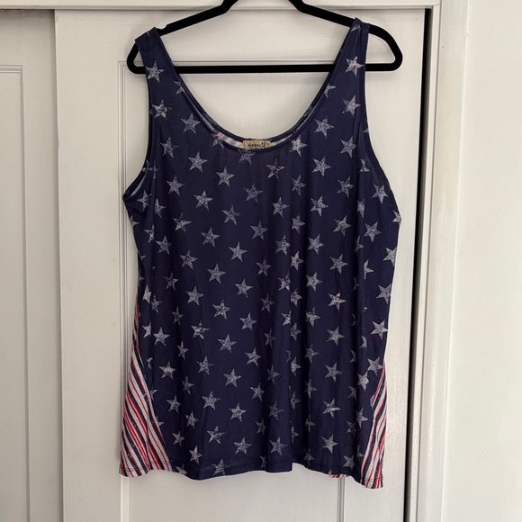 ONE WORLD Tops - ONE WORLD Navy Star and Stripe Tank Top